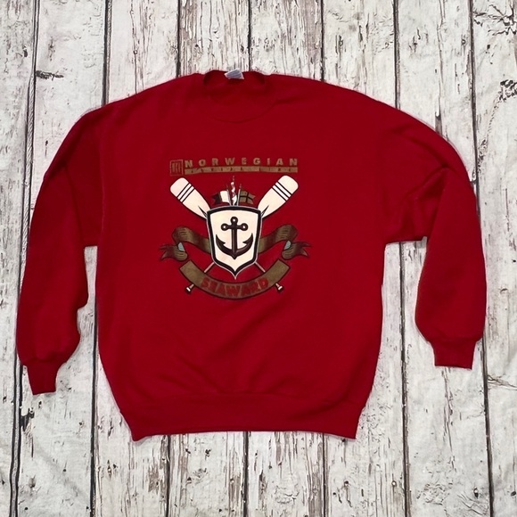 Vintage 90s Norwegian Cruise Line Seaward 1990s Crewneck Pullover Sweatshirt - Picture 1 of 3